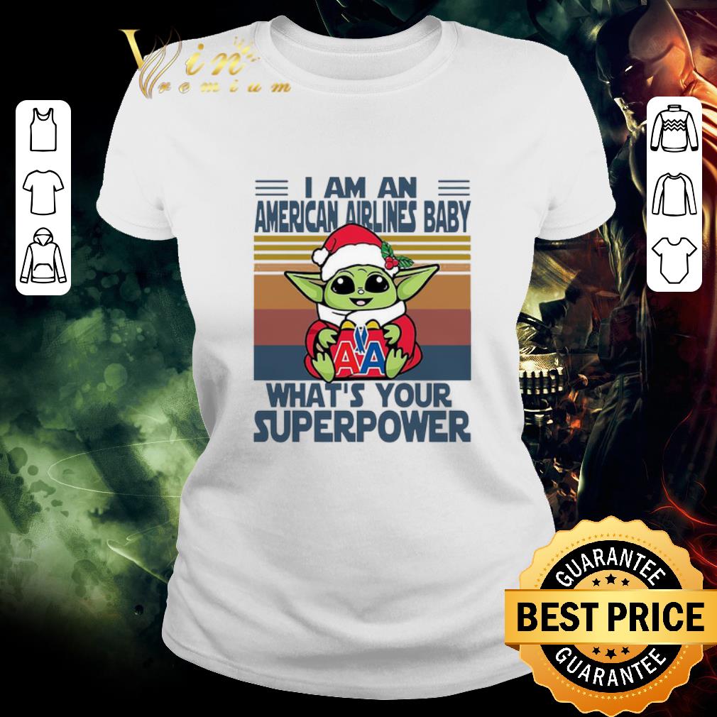 Awesome Baby Yoda Santa Hug American Airlines What’s Your Superpower Vintage Retro Christmas Sweater shirt