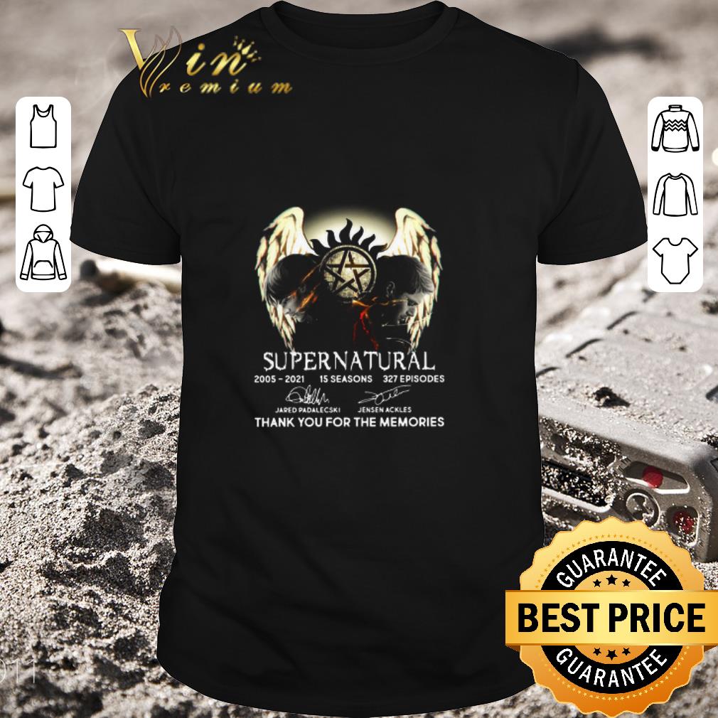 Official Supernatural 2005 2021 15 Seasons 327 Episodes Thank You For The Memories Signatures shirt