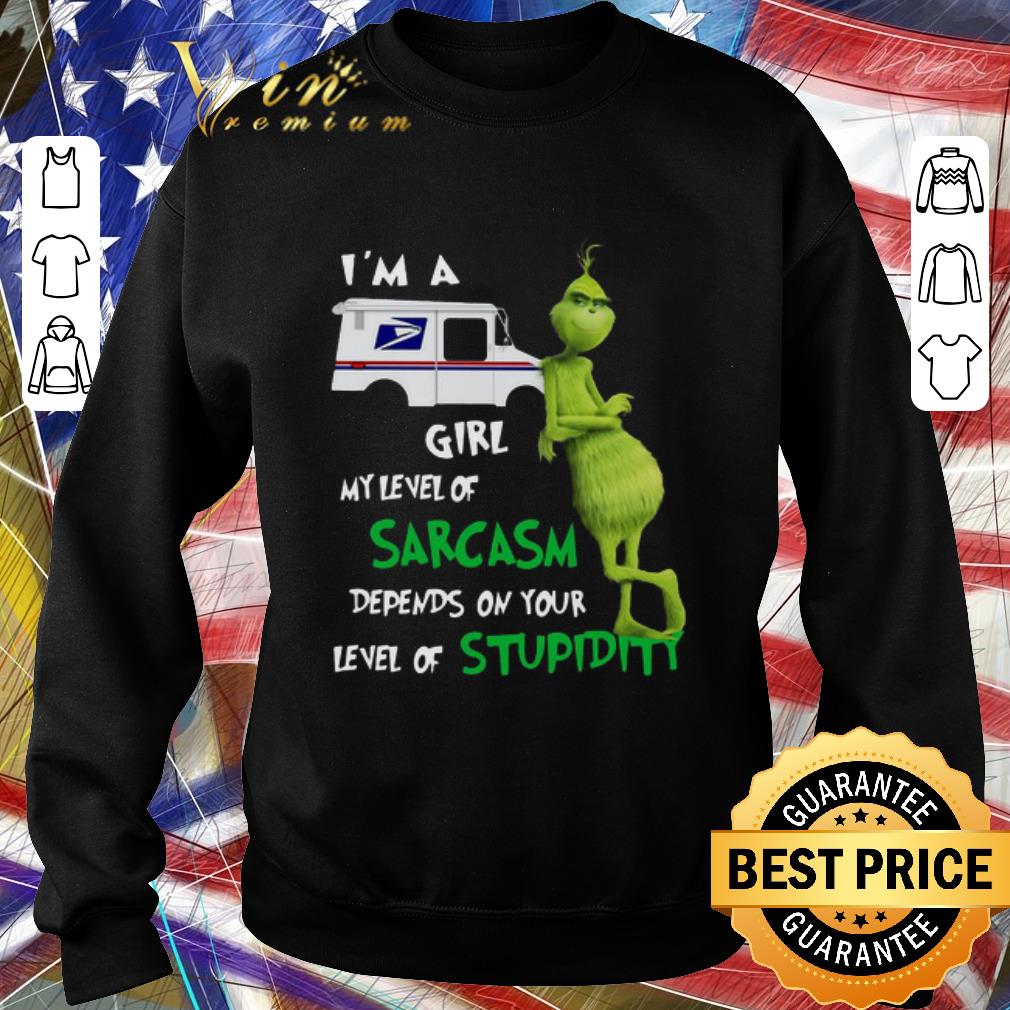 9af633e8 pretty grinch i m a usps girl my level of sarcasm depends on your level of stupidity shirt 4 - Pretty Grinch I’m A USPS Girl My Level Of Sarcasm Depends On Your Level Of Stupidity shirt