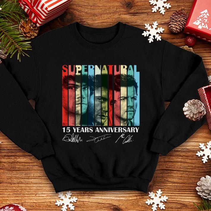 Vintage Supernatural 15 years anniversary signatures shirt 4 - Vintage Supernatural 15 years anniversary signatures shirt