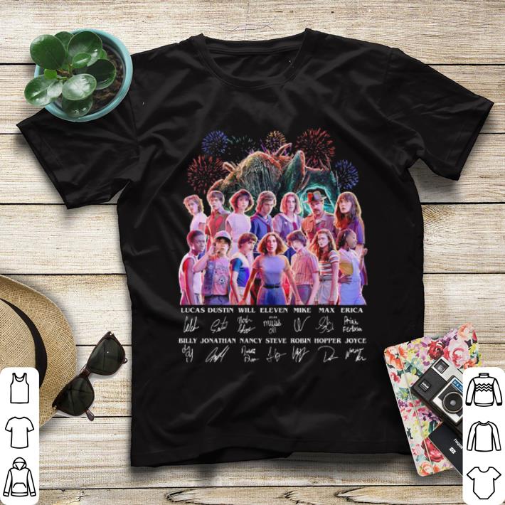 Stranger Things all character signatures Lucas Dustin Will Eleven nice shirt 4 - Stranger Things all character signatures Lucas Dustin Will Eleven nice shirt