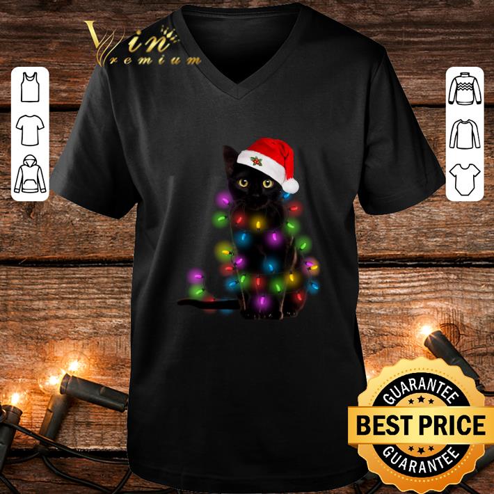 Black cat Christmas lights shirt Black cat Christmas lights shirt 4 - Black cat Christmas lights shirt