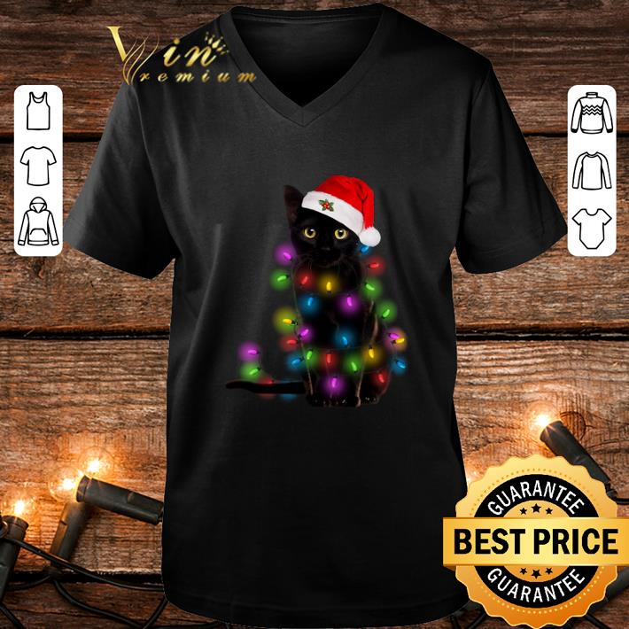 Black cat Christmas lights shirt 4 - Black cat Christmas lights shirt