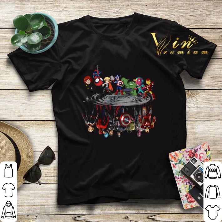 Marvel Avengers Endgame Avengers chibi water mirror reflection shirt 4 - Marvel Avengers Endgame Avengers chibi water mirror reflection shirt
