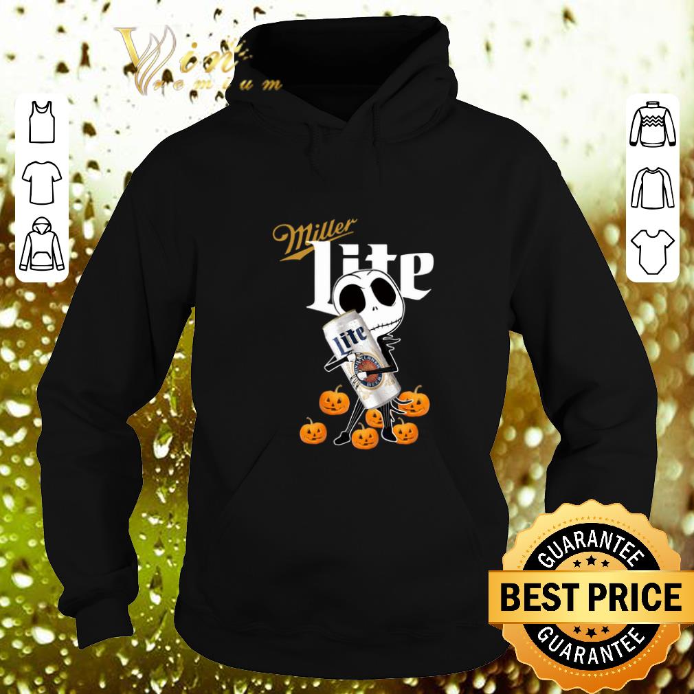 Cool Jack Skellington hug Miller Lite pumpkins shirt 4 - Cool Jack Skellington hug Miller Lite pumpkins shirt