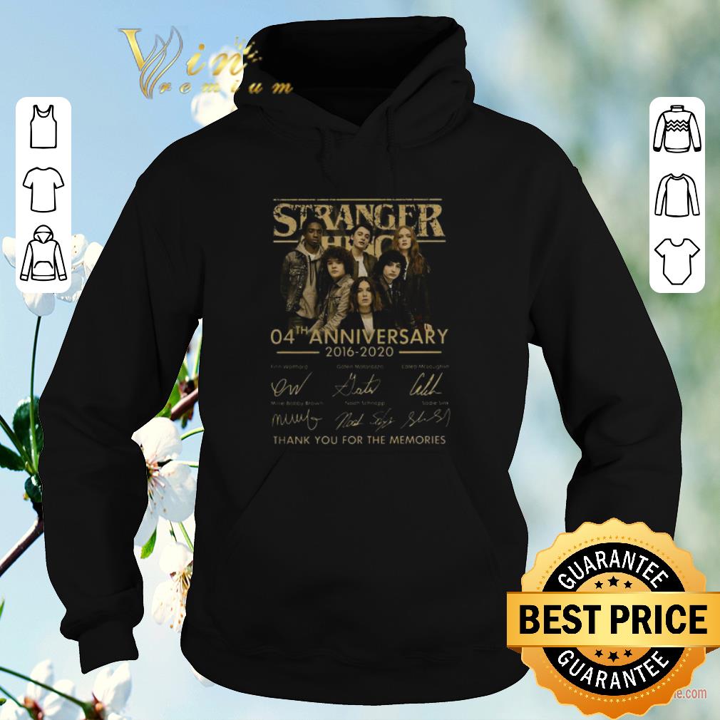 Premium Stranger Things 04th anniversary 2016 2020 signatures thank you for the memories shirt sweater 4 - Premium Stranger Things 04th anniversary 2016-2020 signatures thank you for the memories shirt sweater