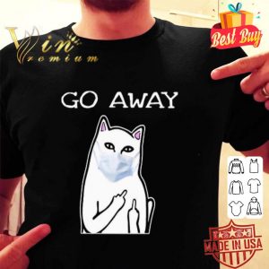 White cat mask go away Coronavirus shirt
