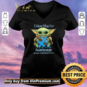 Pretty Baby Yoda I Wear Blue For Autism Awareness Accept Understand Love shirt sweater 1