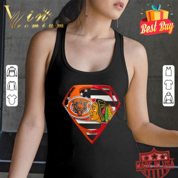 Chicago Bears and Chicago Blackhawks inside Superman logo shirt