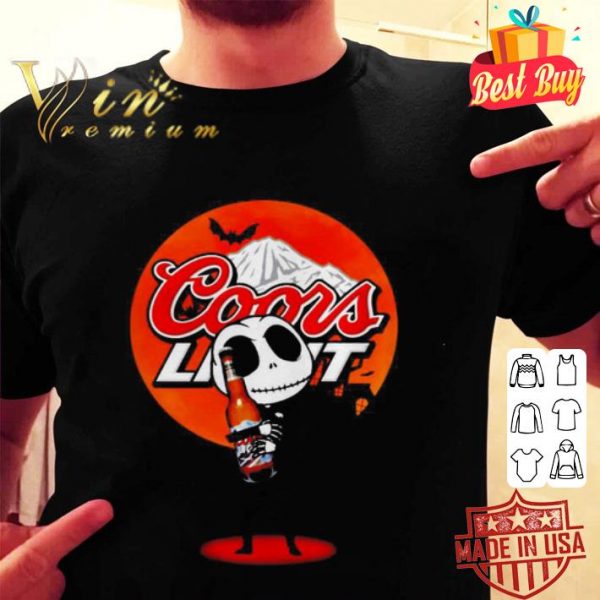 Jack Skellington hold Coors Light beer sunset shirt