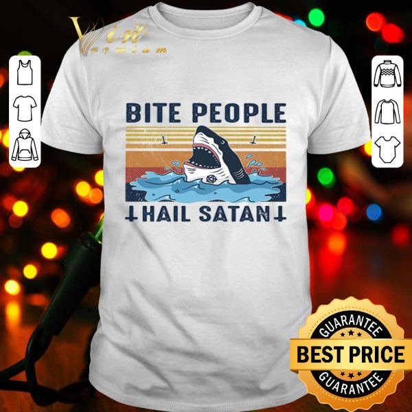 Shark bite people hail satan vintage shirt