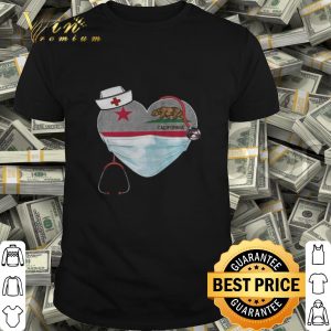 Love California Bear Flag Nurse heart shirt