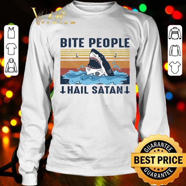 Shark bite people hail satan vintage shirt