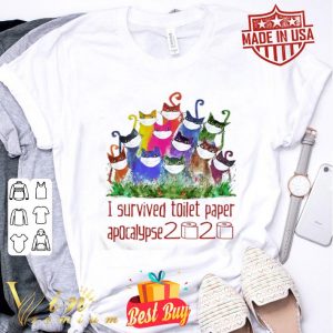 Cats watercolor I survived toilet paper apocalypse 2020 shirt