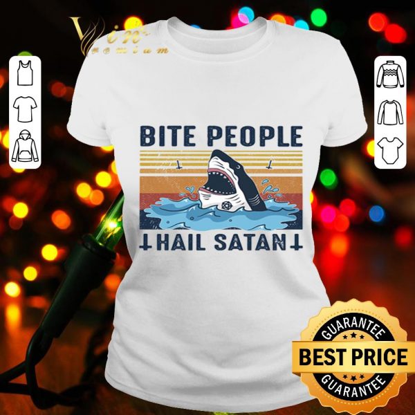 Shark bite people hail satan vintage shirt