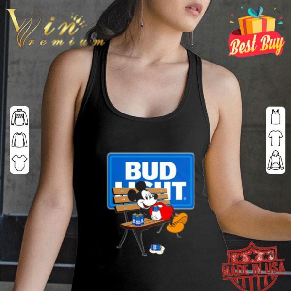 Mickey mouse sitting and drinking Bud Light shirt