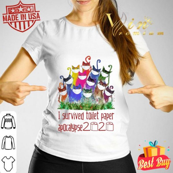 Cats watercolor I survived toilet paper apocalypse 2020 shirt
