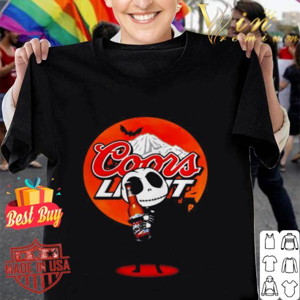 Jack Skellington hold Coors Light beer sunset shirt