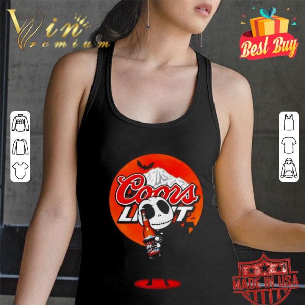 Jack Skellington hold Coors Light beer sunset shirt