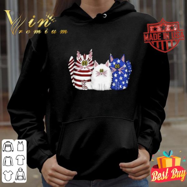 Three Cat Red White And Blue American Flag shirt