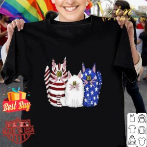 Three Cat Red White And Blue American Flag shirt