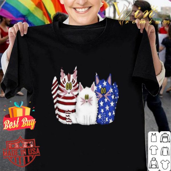Three Cat Red White And Blue American Flag shirt