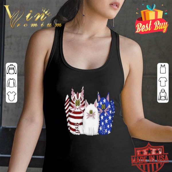 Three Cat Red White And Blue American Flag shirt