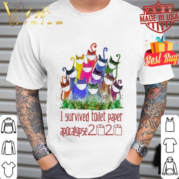 Cats watercolor I survived toilet paper apocalypse 2020 shirt