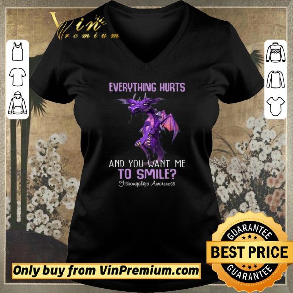 Awesome Dragon Everything Hurts And You Want Me To Smile Fibromyalgia Awareness shirt sweater