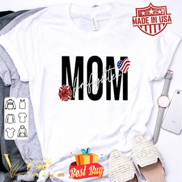 Mom firefighter American flag mother day shirt