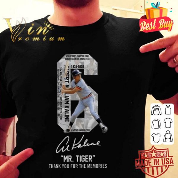 6 Al Kaline 1934-2020 Signature Mr. Tiger Detroit Tigers shirt