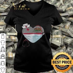 Love California Bear Flag Nurse heart shirt
