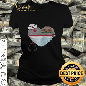 Love California Bear Flag Nurse heart shirt