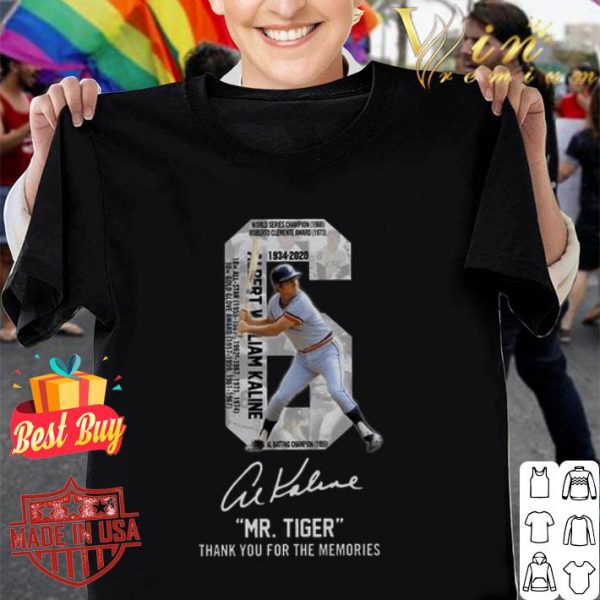 6 Al Kaline 1934-2020 Signature Mr. Tiger Detroit Tigers shirt