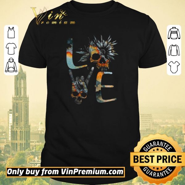 Awesome Love Skull Sunflower Rock and roll shirt sweater