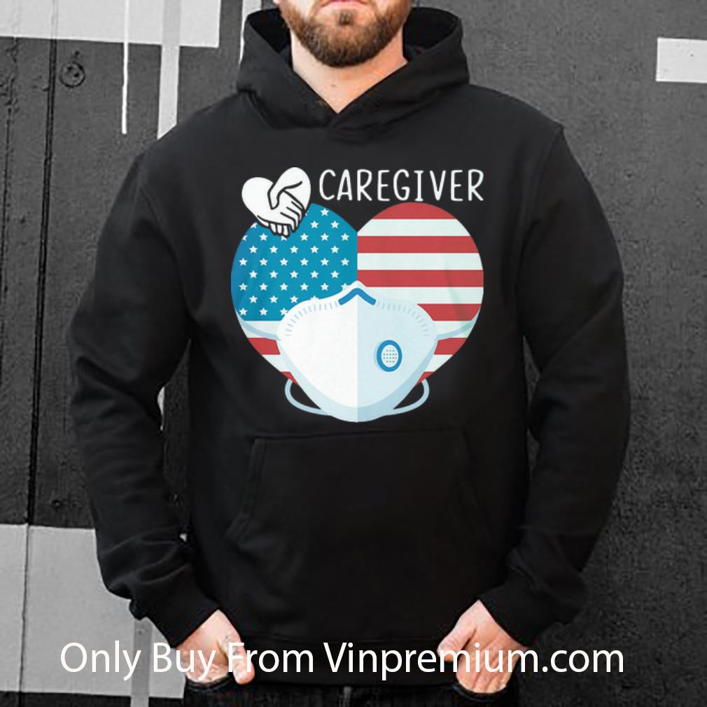 Caregiver Mask Heart American Flag Covid 19 Shirt 4 - Caregiver Mask Heart American Flag Covid-19 Shirt
