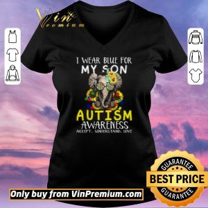 Premium Elephant Flowwers I Wear Blue For My Son Autism Awareness Accept Understand Love shirt sweater 1