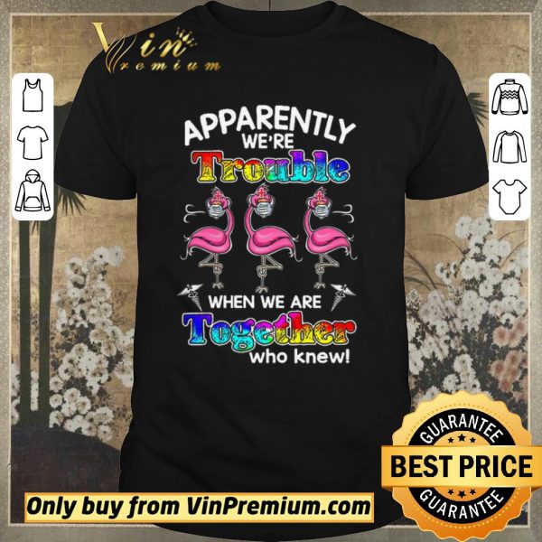 Premium Flamingo Apparently We’re Trouble When We Are Together Who Knew Coronavirus shirt sweater
