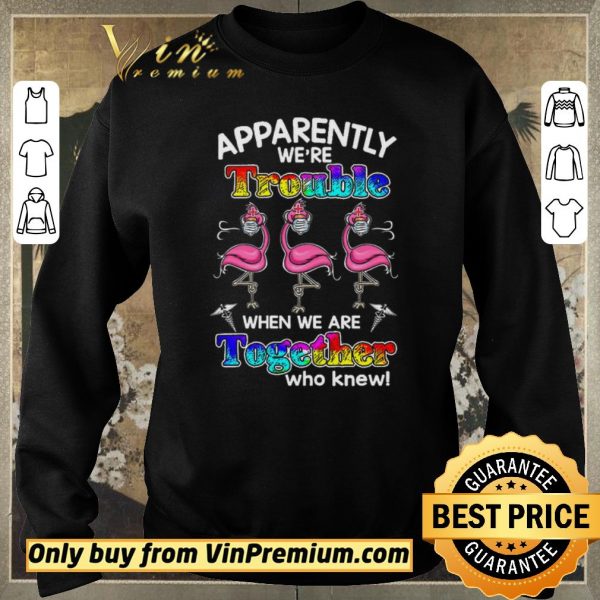 Premium Flamingo Apparently We’re Trouble When We Are Together Who Knew Coronavirus shirt sweater