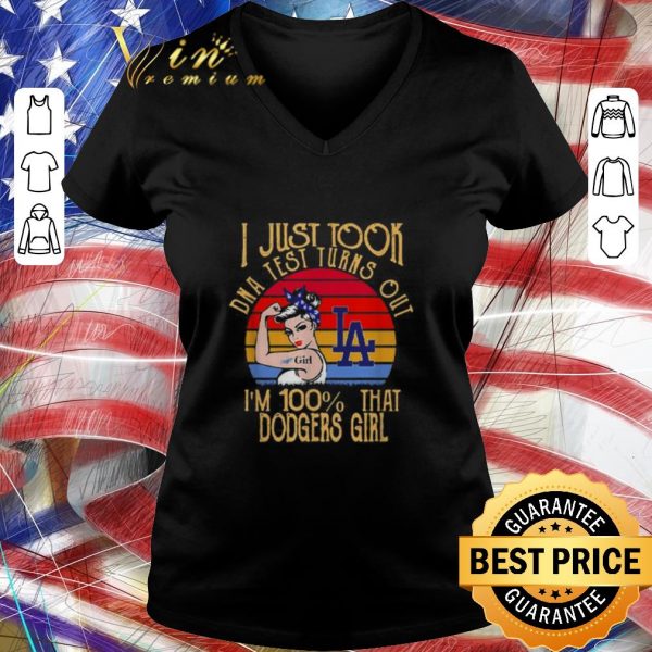 Premium Strong girl tattoo I just took DNA test turns Los Angeles Dodgers shirt