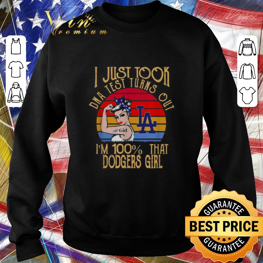 Premium Strong girl tattoo I just took DNA test turns Los Angeles Dodgers shirt 4 - Premium Strong girl tattoo I just took DNA test turns Los Angeles Dodgers shirt
