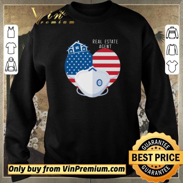 Pretty Heart American Flag Mask Real Estate Agent shirt sweater