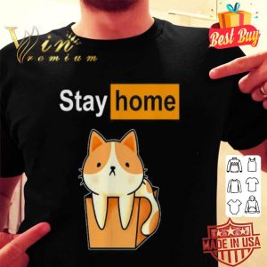 Cat Stay home Pornhub logo shirt