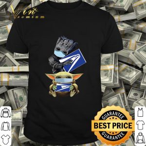 Baby Yoda And Baby Groot hug United States Postal Service logo shirt