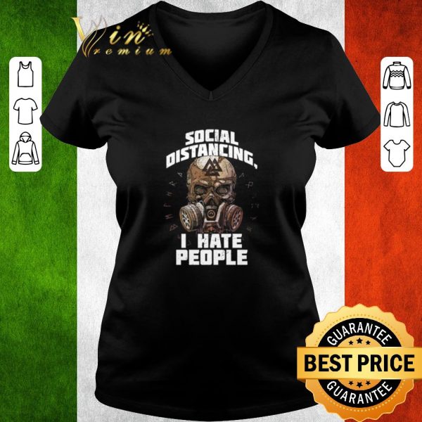 Pretty Skull Viking social distancing I hate people Coronavirus shirt