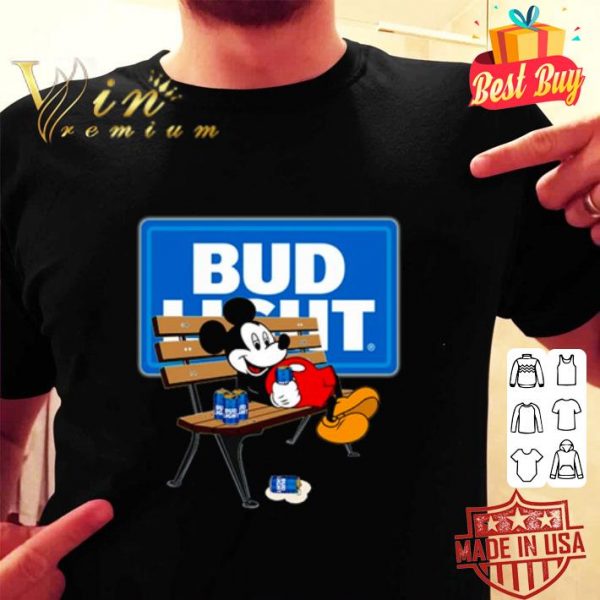 Mickey mouse sitting and drinking Bud Light shirt