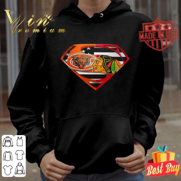 Chicago Bears and Chicago Blackhawks inside Superman logo shirt