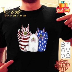Three Cat Red White And Blue American Flag shirt