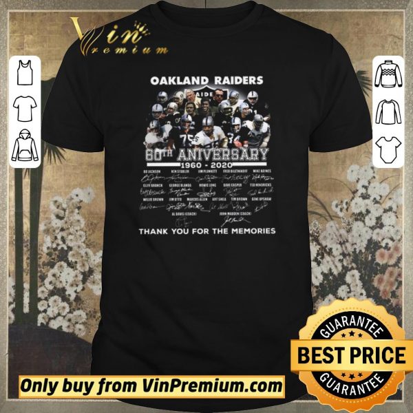 Hot Oakland Raider 60th Anversary 1960 2020 Signature Thank You For The Memories shirt sweater