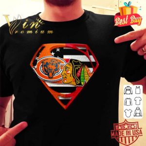 Chicago Bears and Chicago Blackhawks inside Superman logo shirt